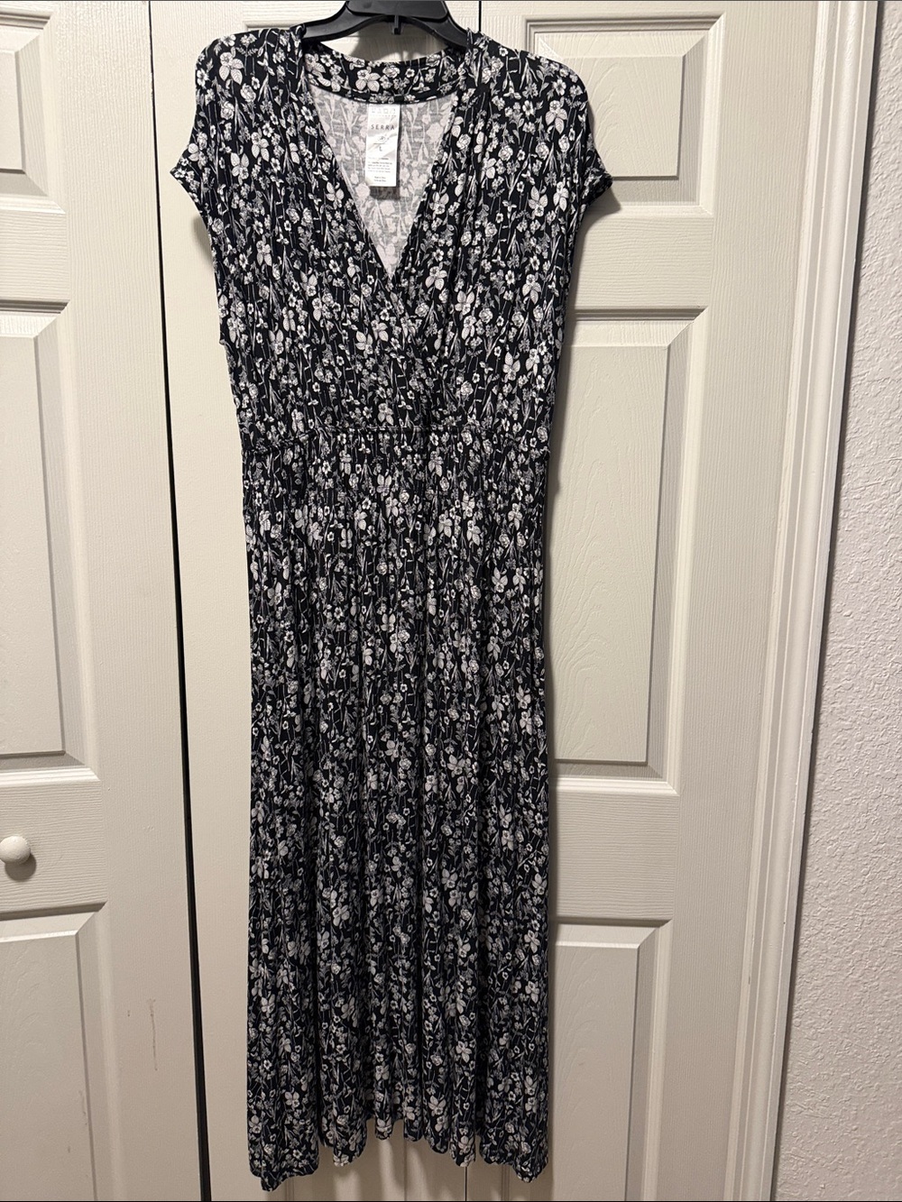 Serra Black and White Floral Wrap Maxi Dress
